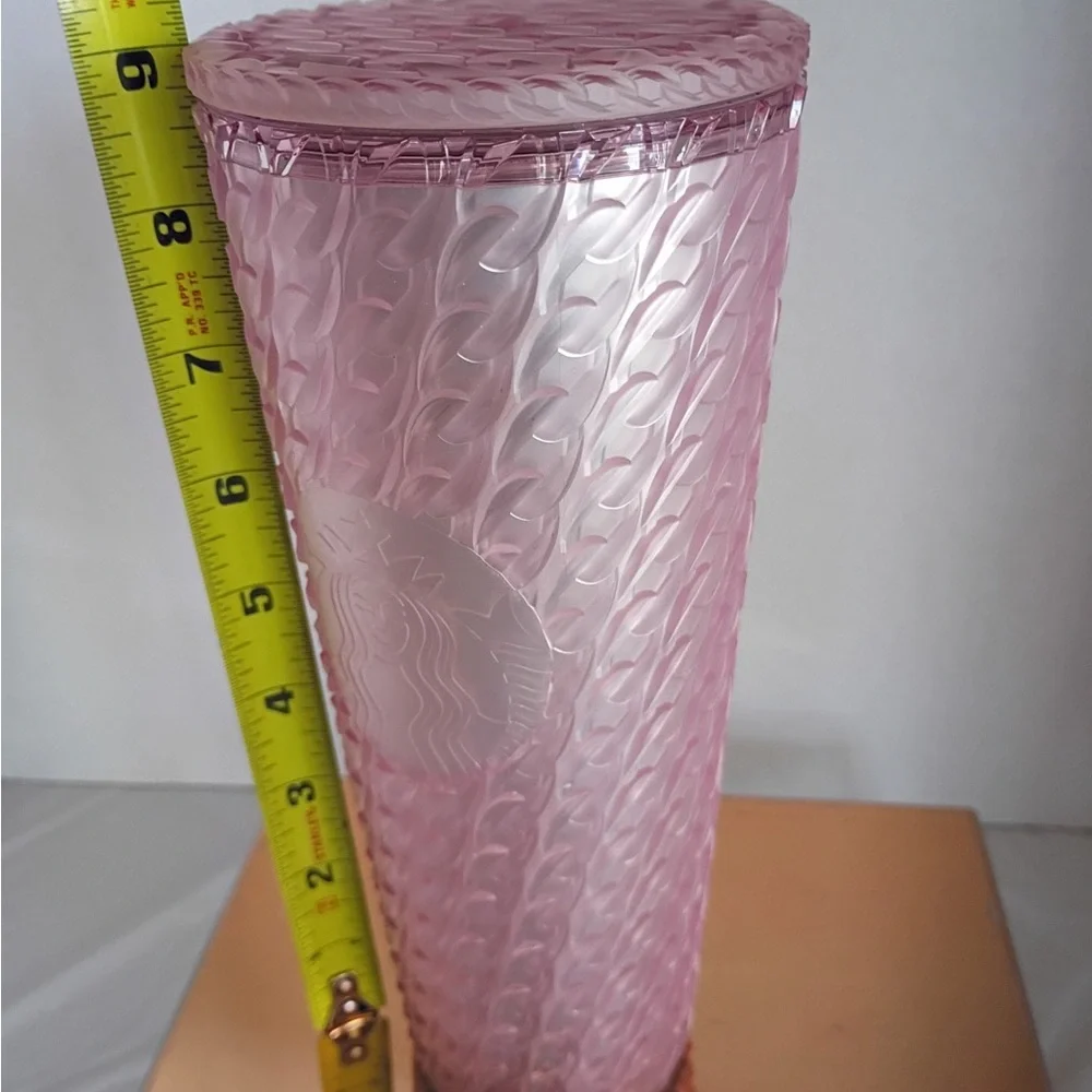 Starbucks Pink Textured Tumbler 24oz Reusable Cup w/ Lid Siren Logo BPA Free